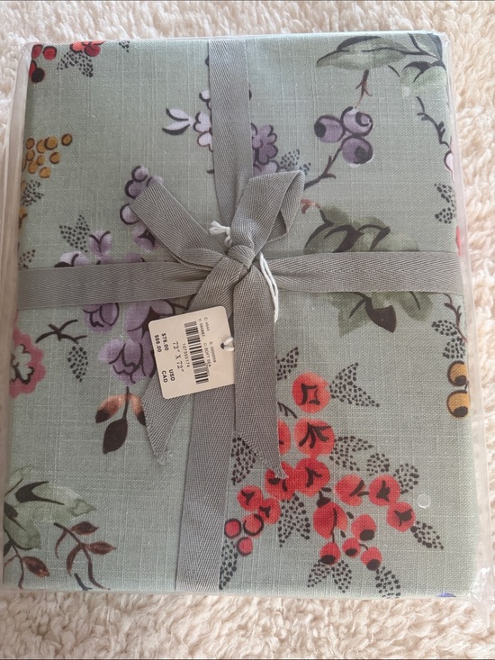 Anthropologie Other - Anthropologie slub cotton flower Shower Curtain floral print soft sea light blue